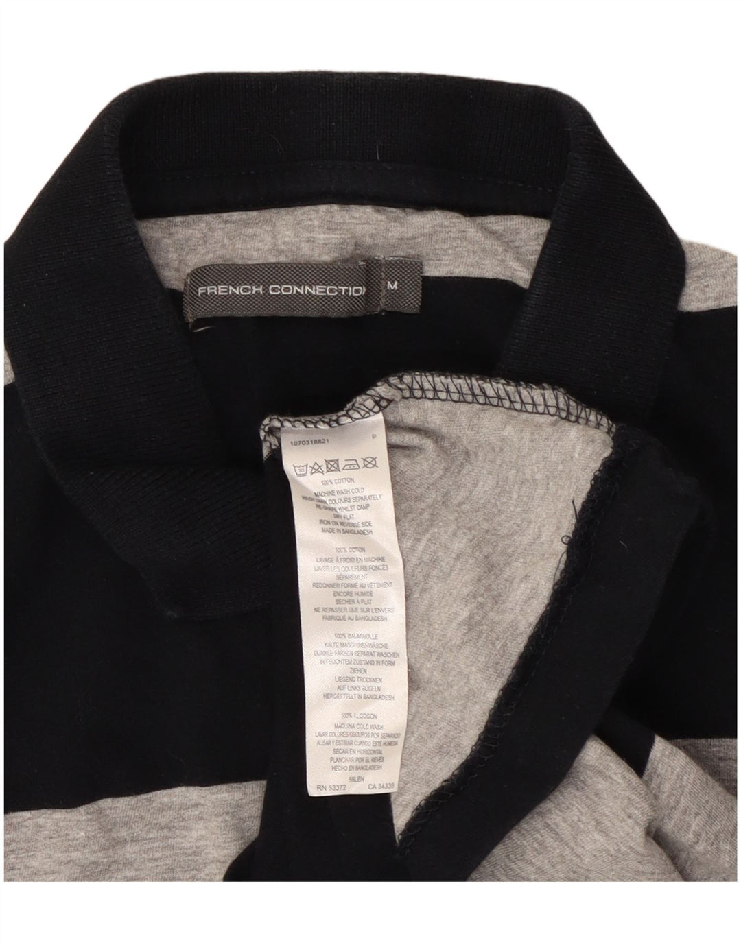 French Connection Herren-Poloshirt aus mittelgrauer, gestreifter Baumwolle