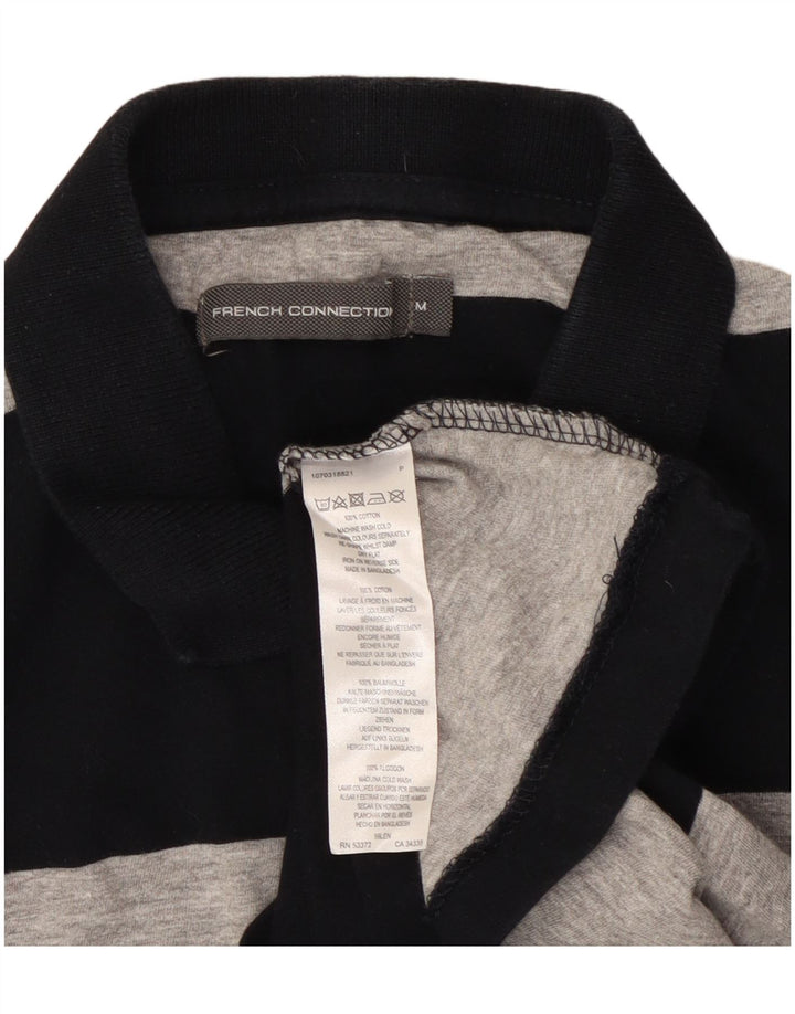 French Connection Herren-Poloshirt aus mittelgrauer, gestreifter Baumwolle