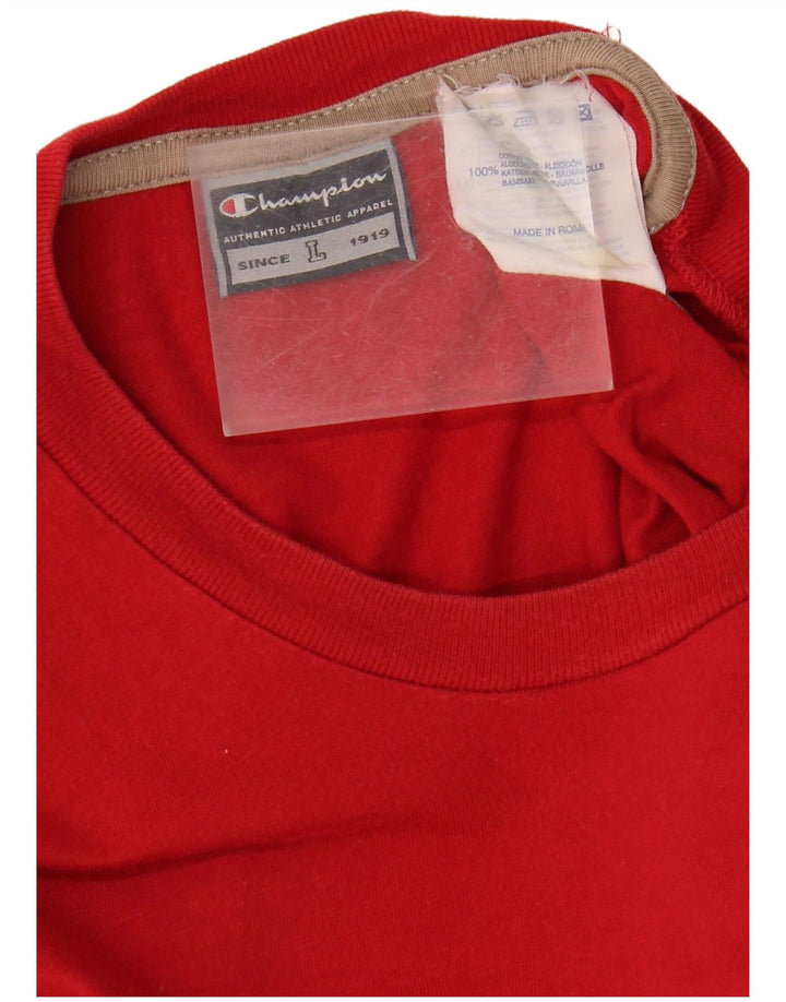 CHAMPION Mens Graphic T-Shirt Top Large Red Cotton