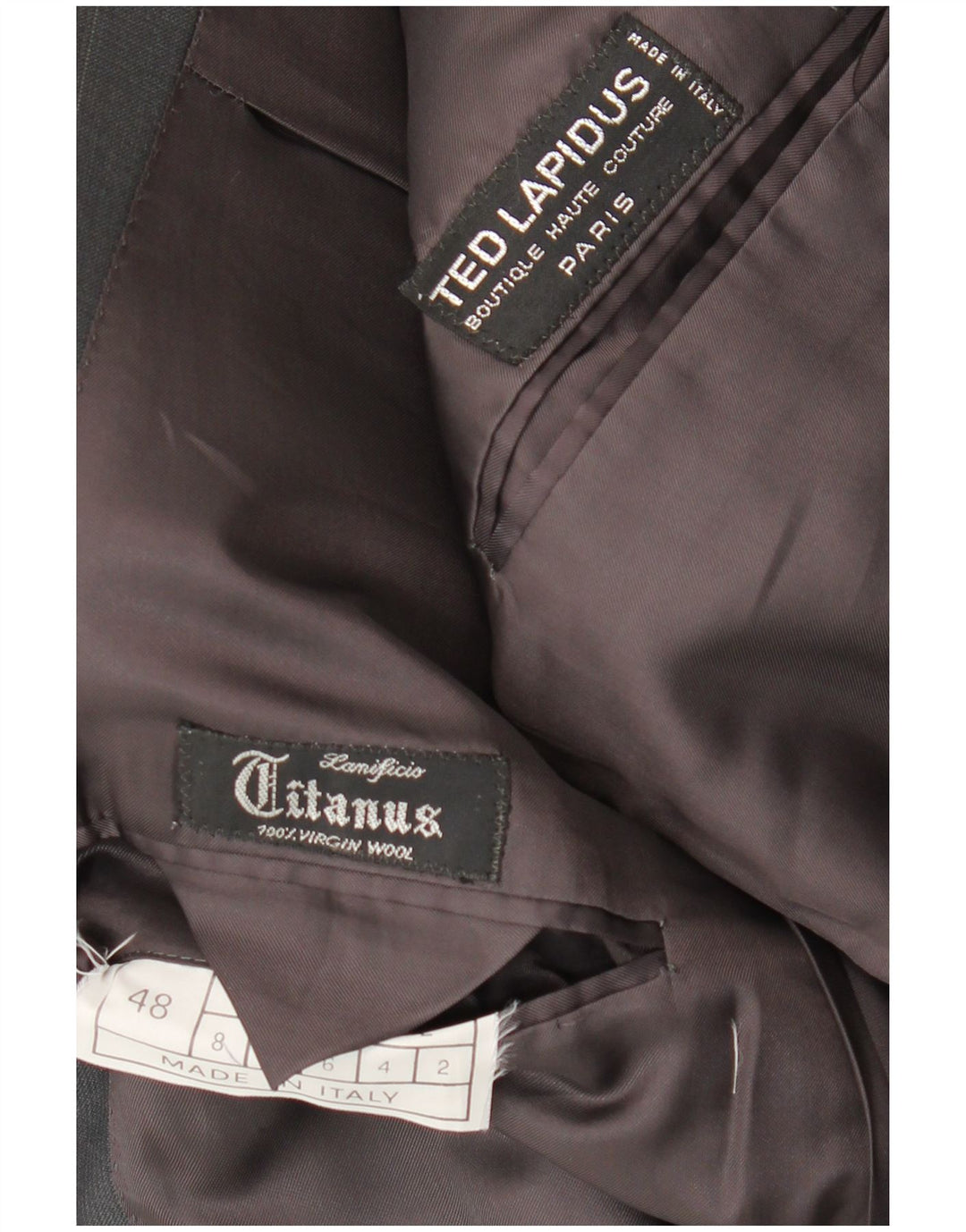 Ted Lapidus Herren-Zweireiher-Blazer IT 48 Mittelgrau gestreift