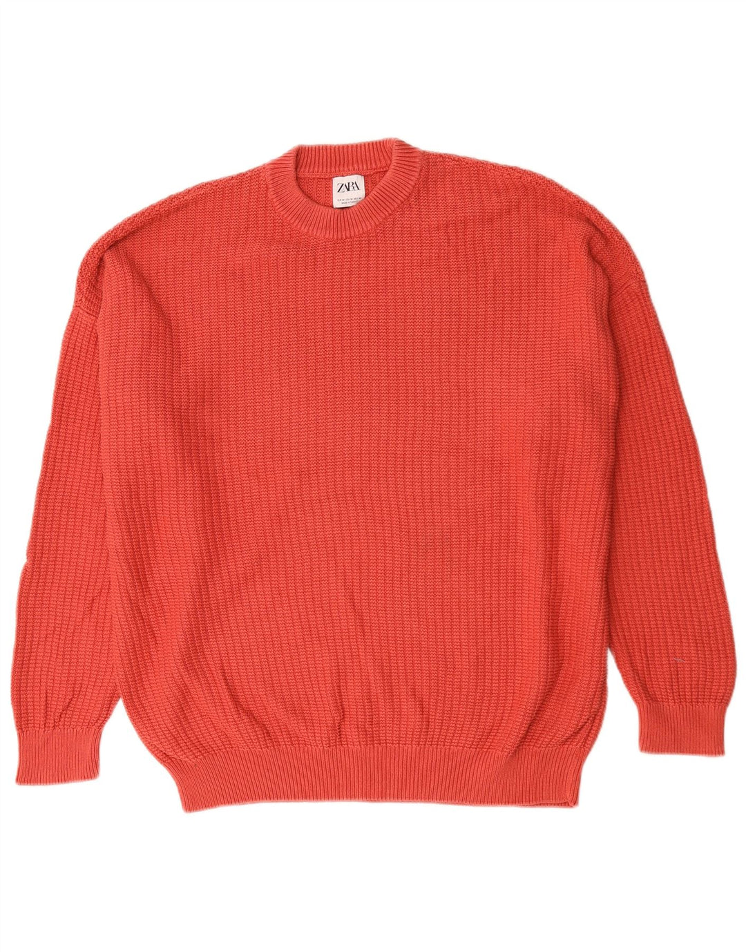Zara Herren-Pullover mit Rundhalsausschnitt, mittelrote Baumwolle
