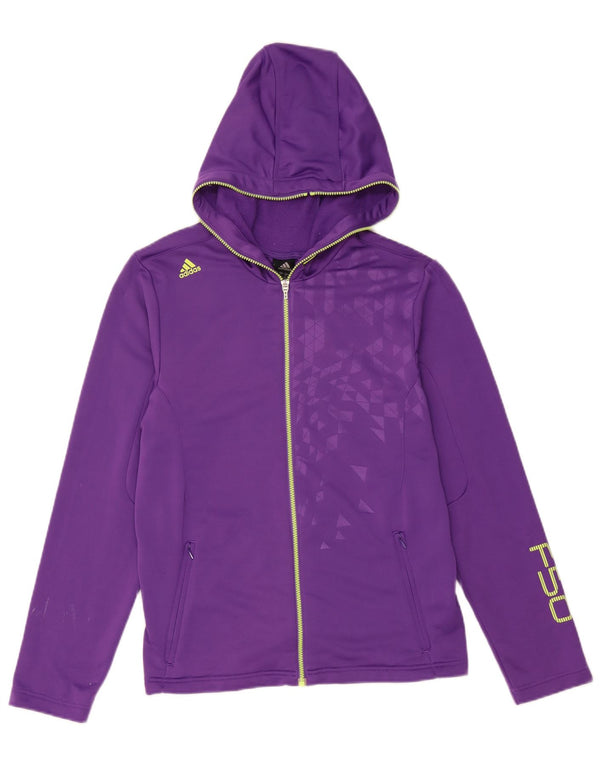 Adidas Damen F50 Graphic Zip Hoodie Sweater UK 10 Small Purple Geometrisch