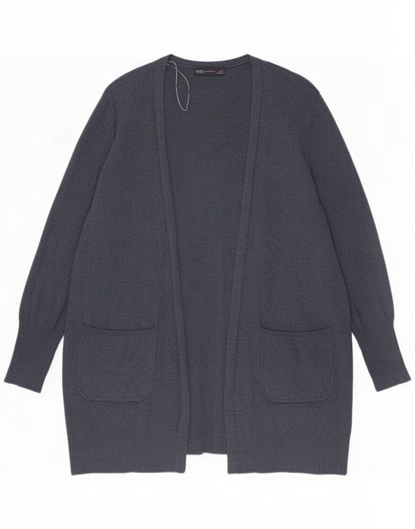 Marks & Spencer Damen-Strickjacke mit offener Strickjacke, UK 14, mittelmarineblaue Viskose