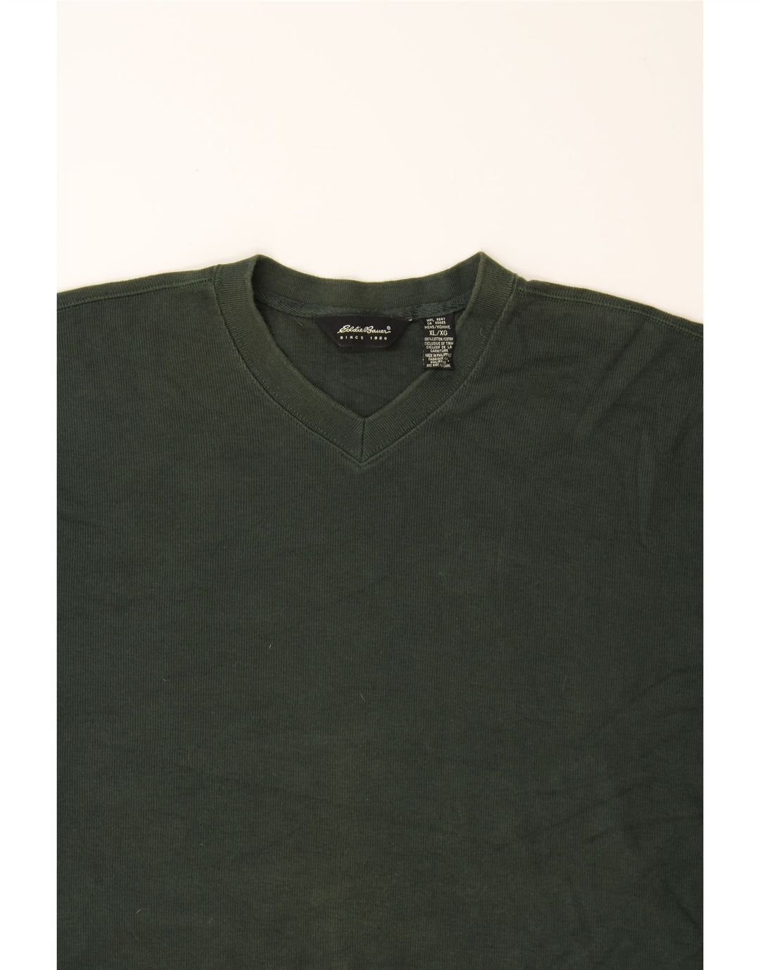 EDDIE BAUER Mens V-Neck Jumper Sweater XL Green Cotton Vintage Eddie Bauer and Second-Hand Eddie Bauer from Messina Hembry 