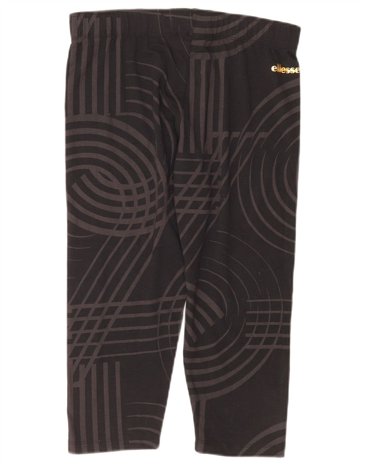 Ellesse Damen Capri-Leggings UK 12 Mittelschwarze geometrische Baumwolle