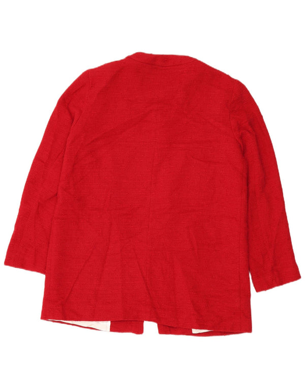 Zara Damen Blazer Jacke UK 16 Große rote Baumwolle