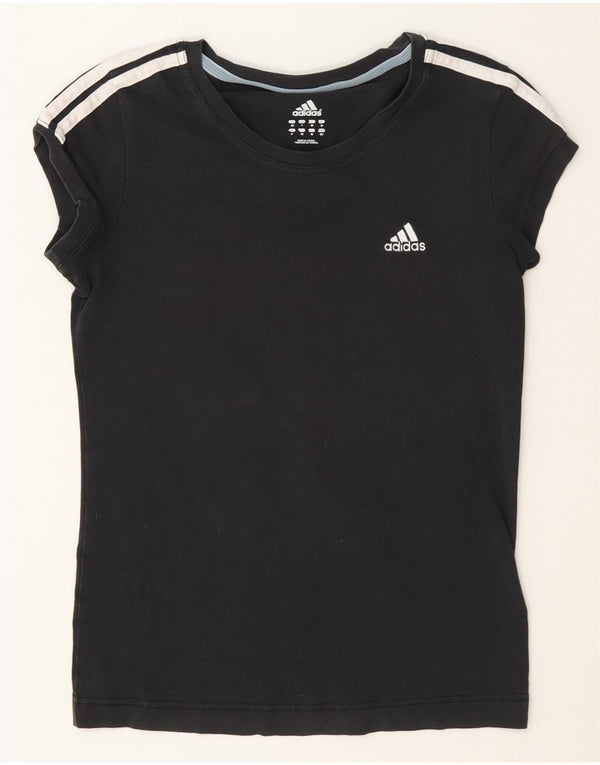 Adidas Damen T-Shirt Top UK 10 Small Schwarz Baumwolle