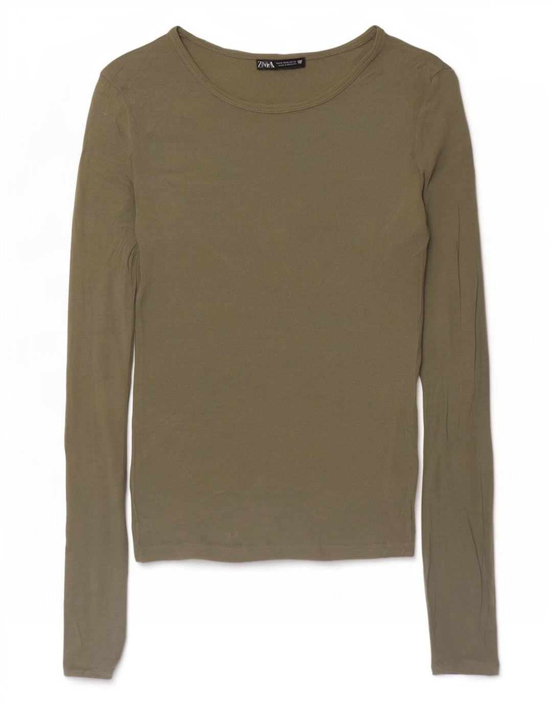 Zara Damen Top Langarm UK 12 Medium Khaki