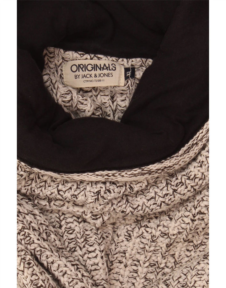 JACK & JONES Herren-Pullover mit Rollkragen, XL, grau gefleckte Baumwolle