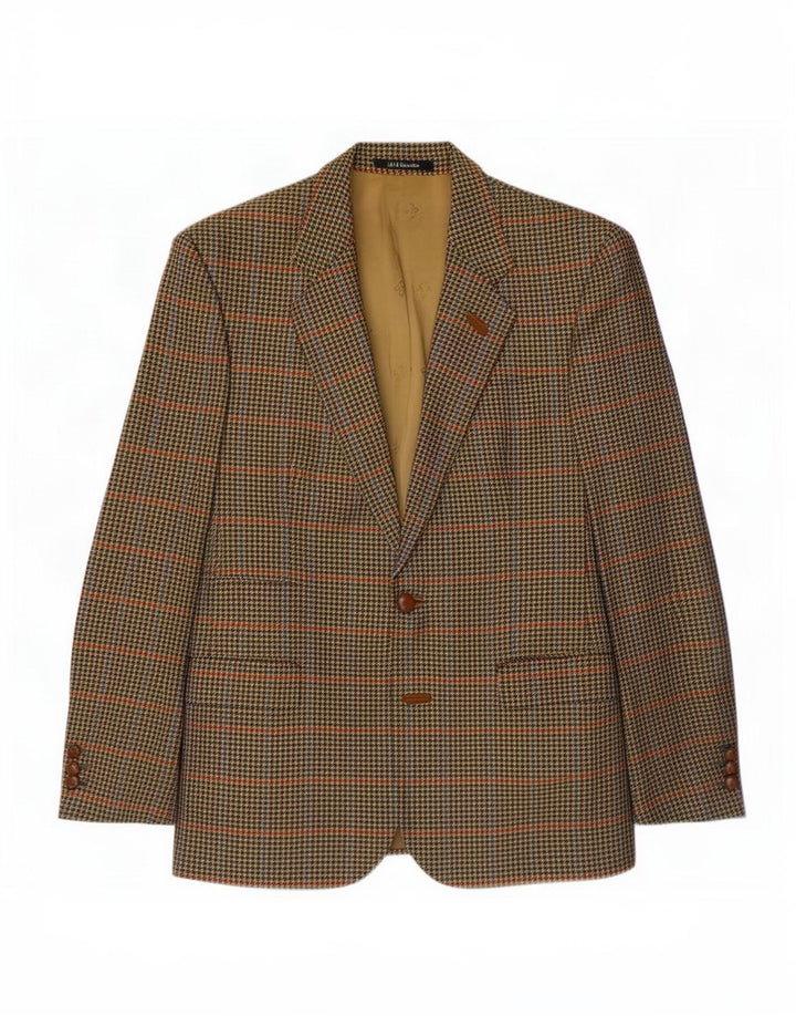 Dack's Herren-Blazer mit 2 Knöpfen, UK 38, mittelbraune Wolle mit Hahnentrittmuster