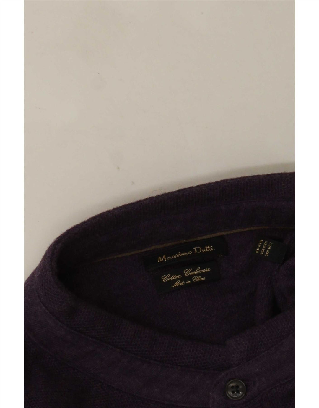 Massimo Dutti Herren-Pullover mit Knopfkragen, 2XL, lila Baumwolle