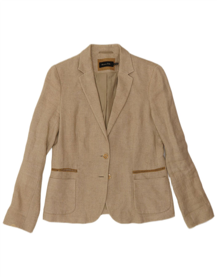 Massimo Dutti Damen 2-Knopf-Blazerjacke EU 42 Large Beige