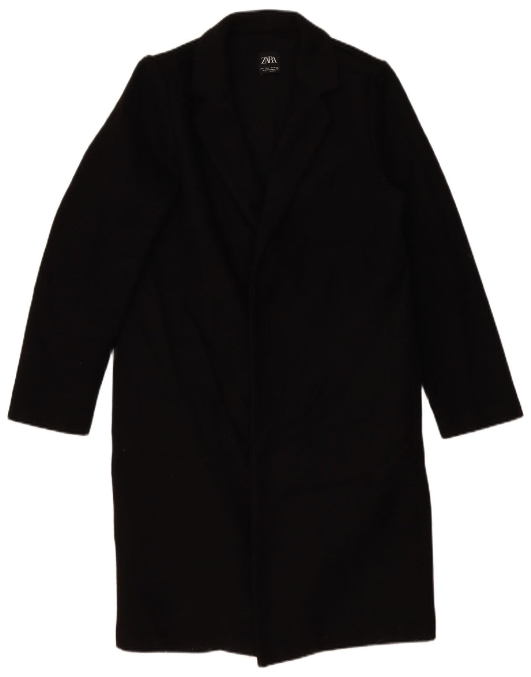 Zara Womens Open Overcoat UK 16 Large Schwarz Polyester