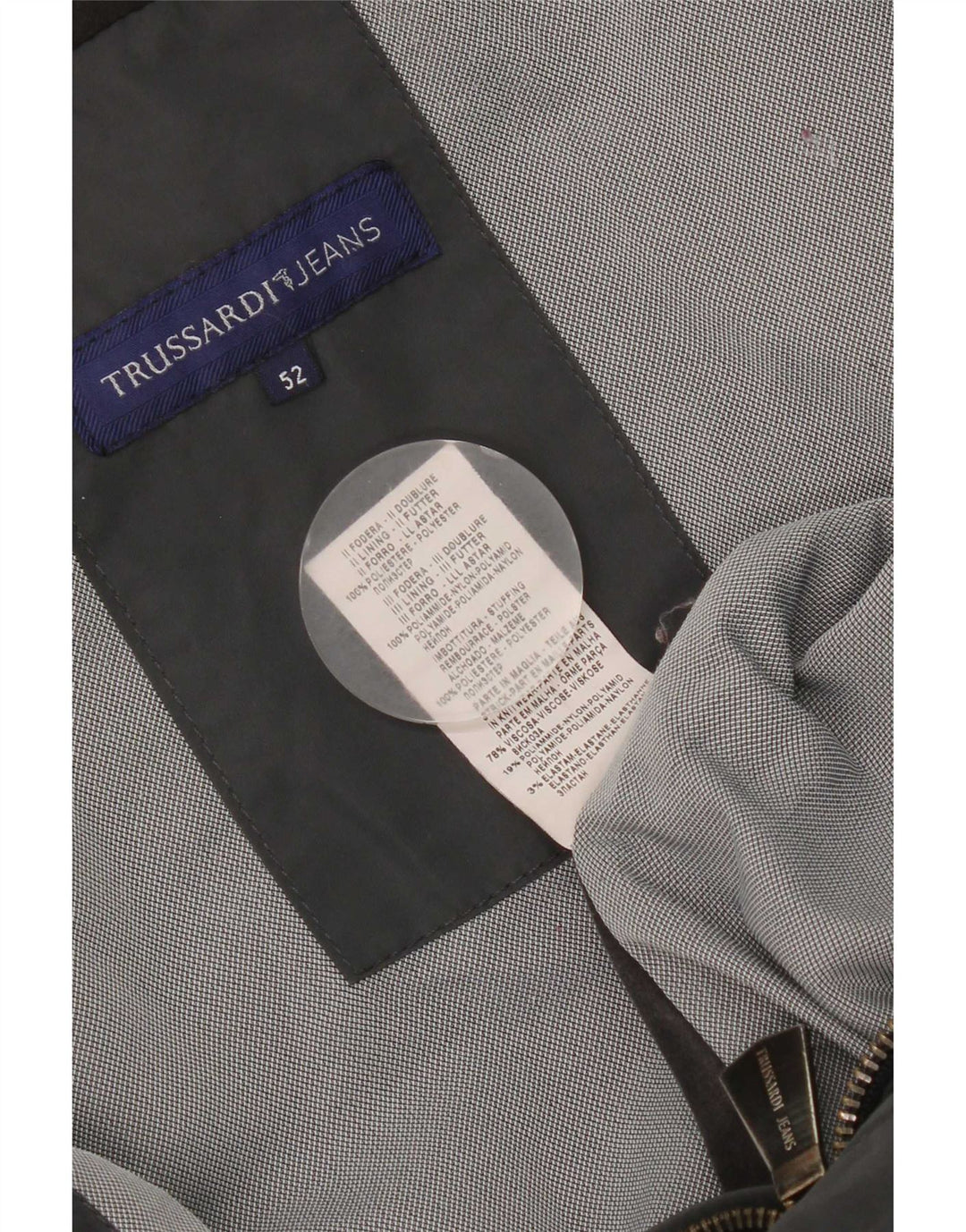 Trussardi Jeans Herren-Jacke mit Kapuze, gepolstert, Größe 52, XL, Grau, Polyester