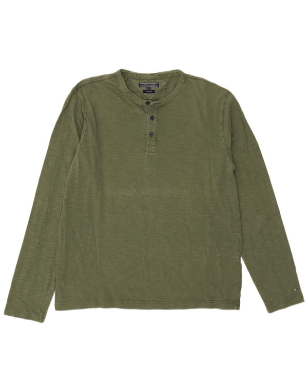 Tommy Hilfiger Herren Top Langarm XL Khaki Baumwolle