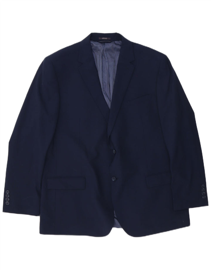 Marks & Spencer Herren-Blazer, lang, mit 2 Knöpfen, UK 48 4XL, marineblaue Wolle