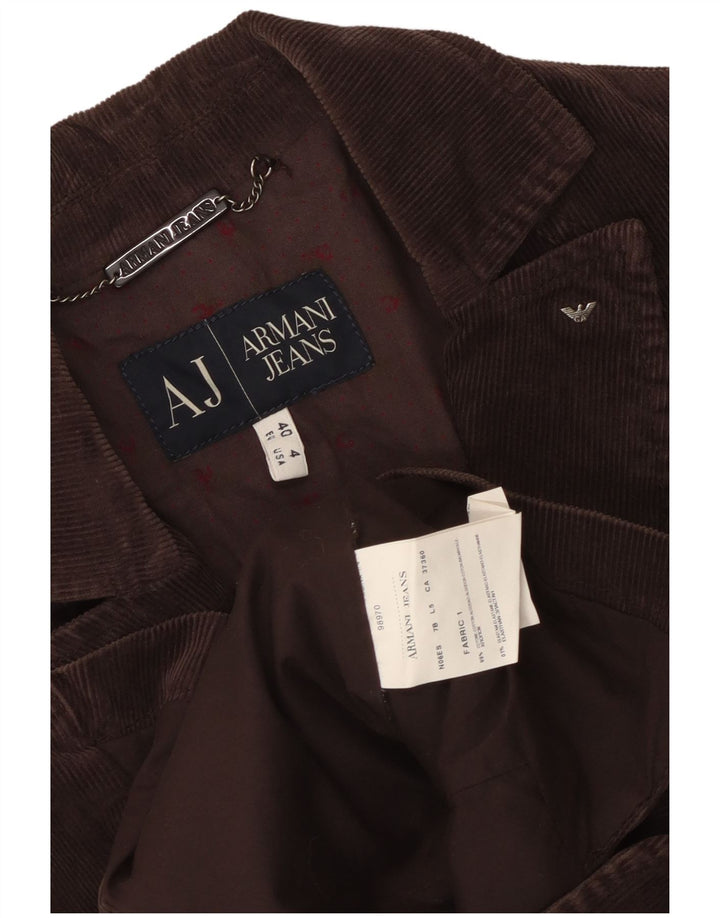 Armani Jeans Damen 3-Knopf-Cord-Blazerjacke EU 40 Mittelbraun