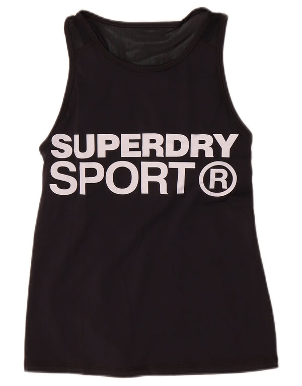Superdry Damen Grafik-Trägershirt UK 10 Small Schwarz Nylon