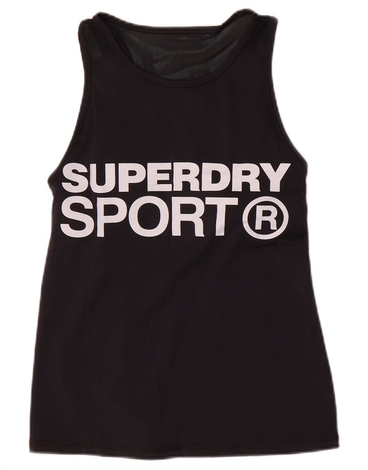 Superdry Damen Grafik-Trägershirt UK 10 Small Schwarz Nylon