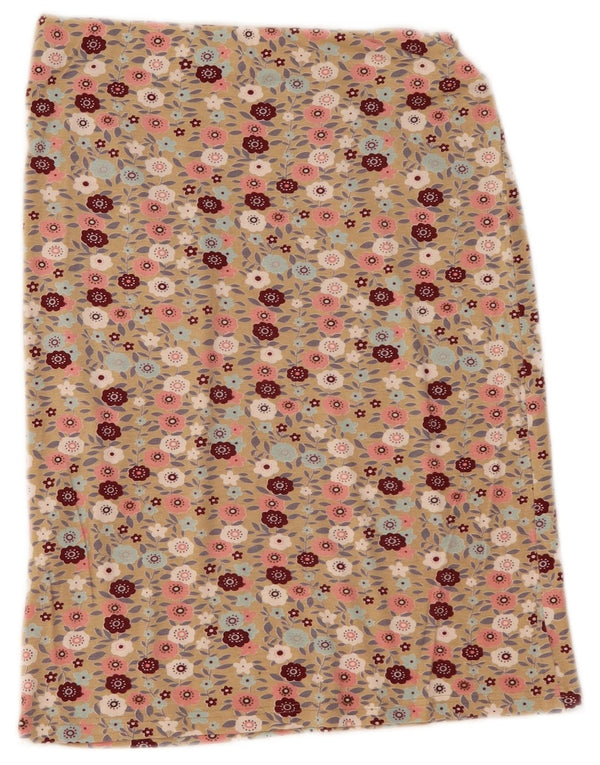Onyx Damen gerader Rock US 1 XS W28 Beige Blumenviskose