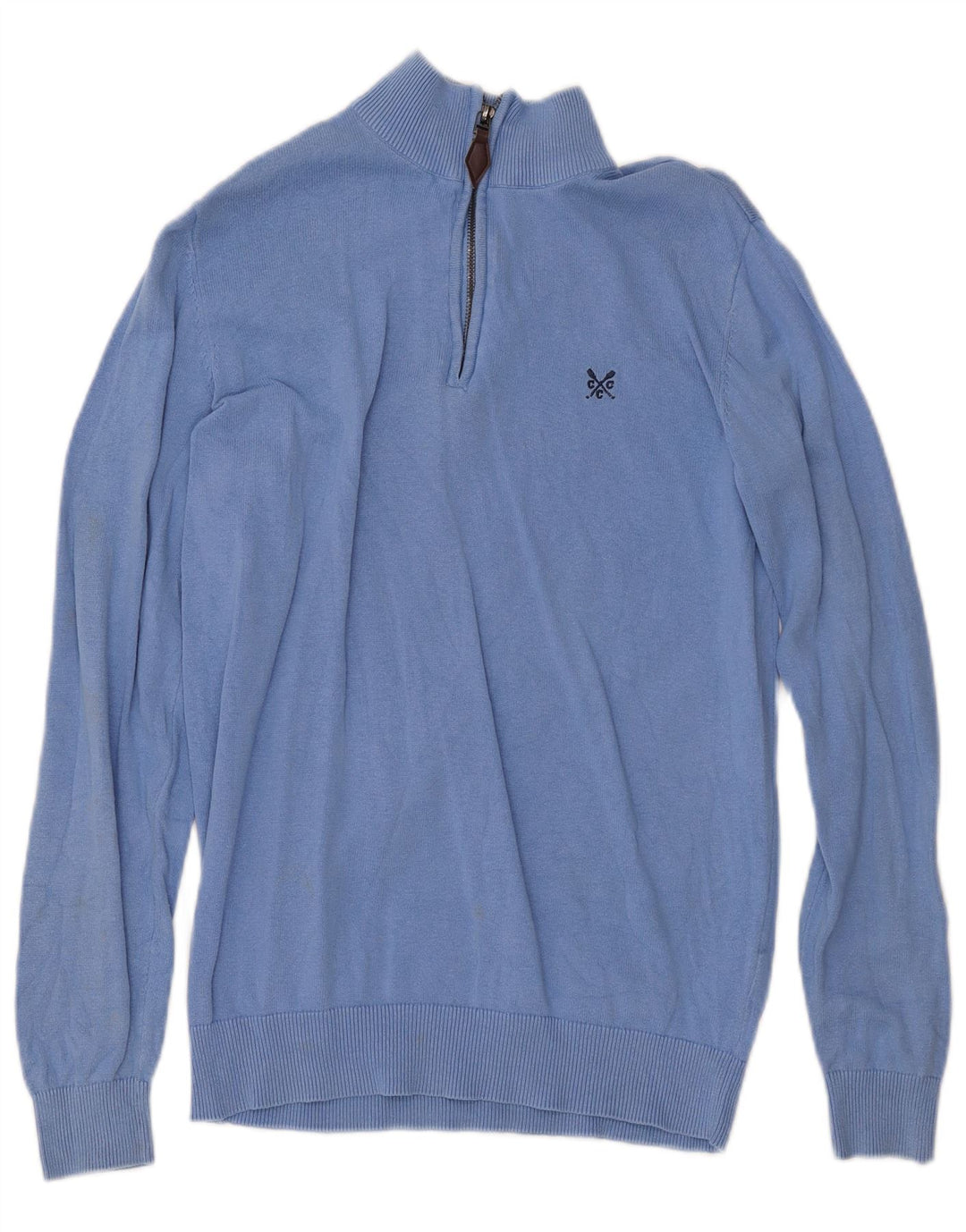 CREW CLOTHING Herren-Pullover mit Reißverschluss am Hals, Größe S, Blau, Baumwolle