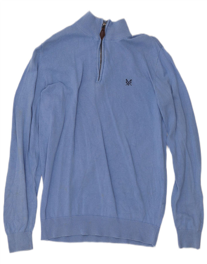 CREW CLOTHING Herren-Pullover mit Reißverschluss am Hals, Größe S, Blau, Baumwolle