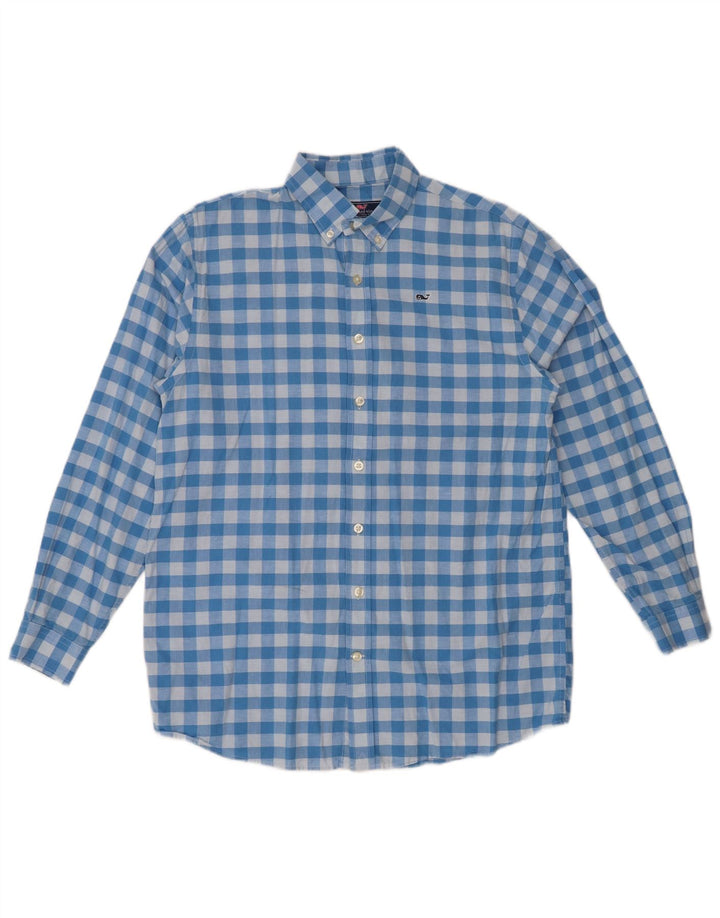 Vineyard Vines Jungen-Hemd, 15–16 Jahre, XL, blaues Gingham-Baumwolle
