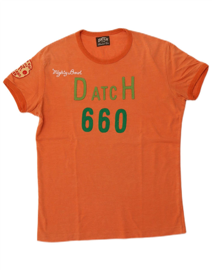 DATCH Herren-T-Shirt mit Grafik, mittelorange Baumwolle