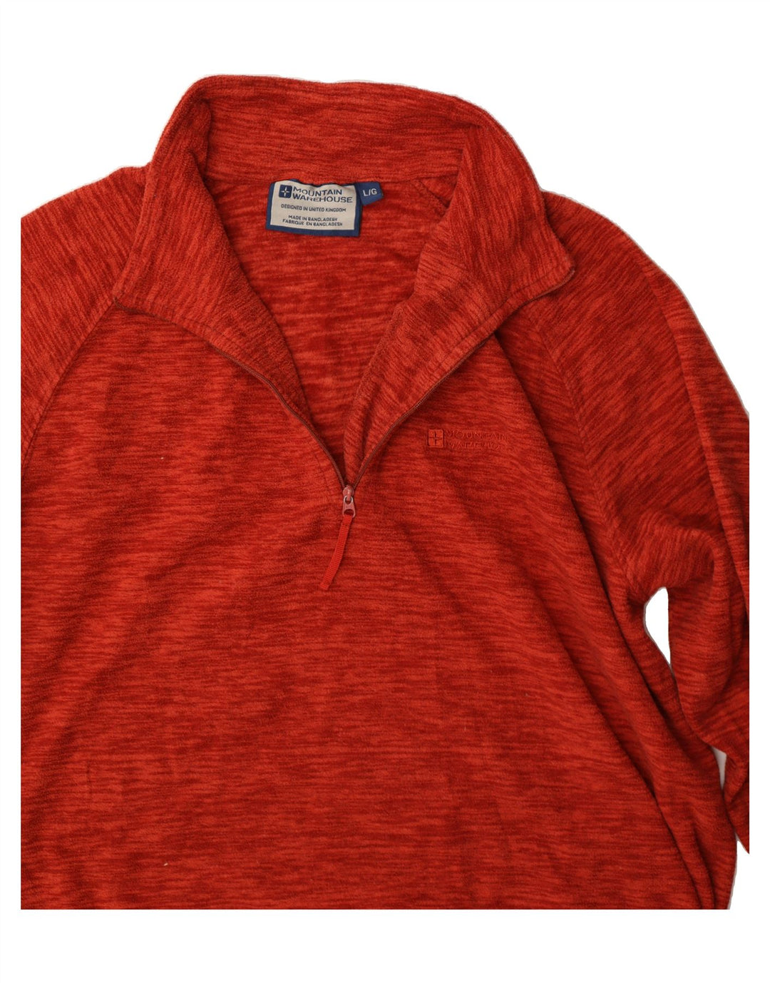 MOUNTAIN WAREHOUSE Mens Zip Neck Fleece Jumper Large Red Flecked Polyester Vintage Mountain Warehouse and Second-Hand Mountain Warehouse from Messina Hembry 