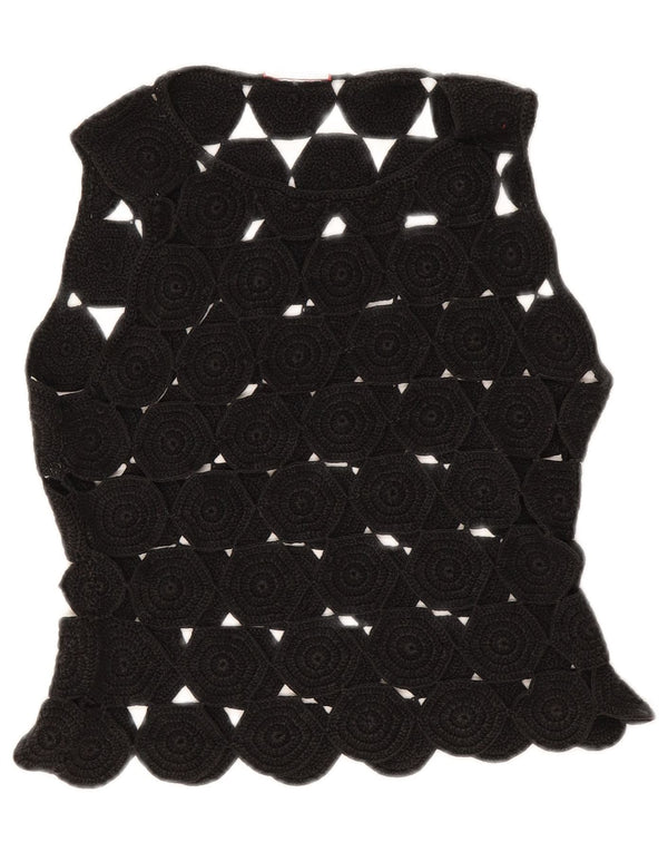 Max & Co. Damen Ärmelloses Häkel-Crop-Top UK 10 Small Schwarz