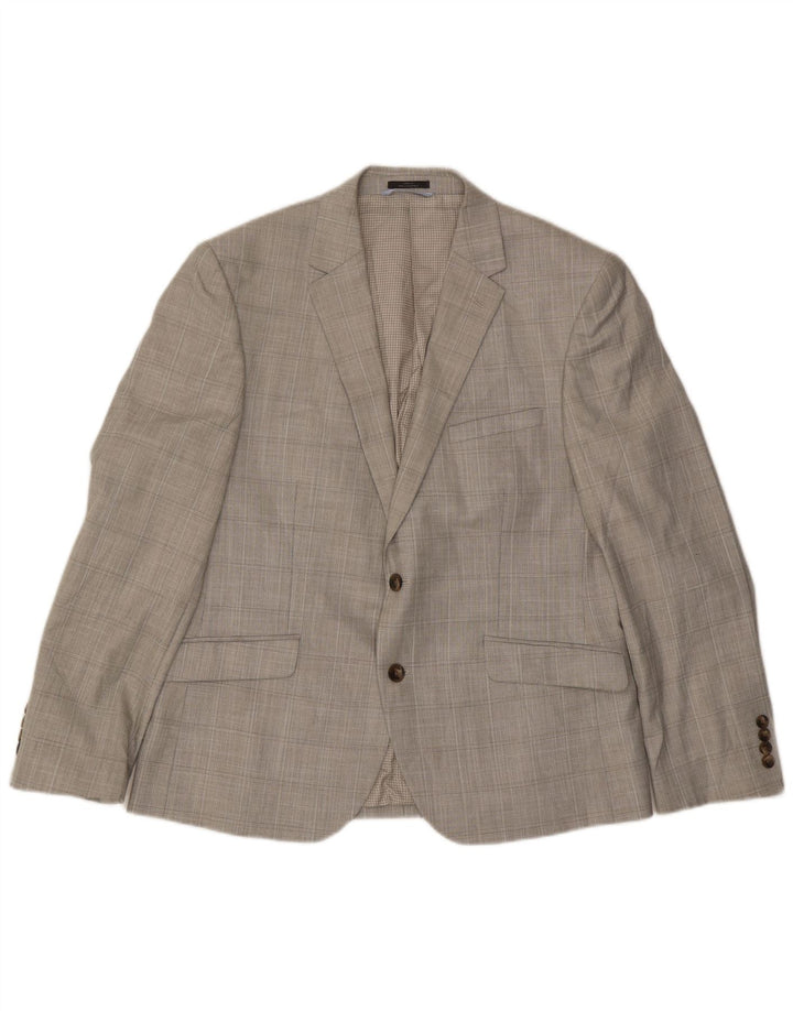 Marks & Spencer Maßgeschneiderte Herren-Blazerjacke mit 2 Knöpfen, Gr. 42, groß, grau kariert