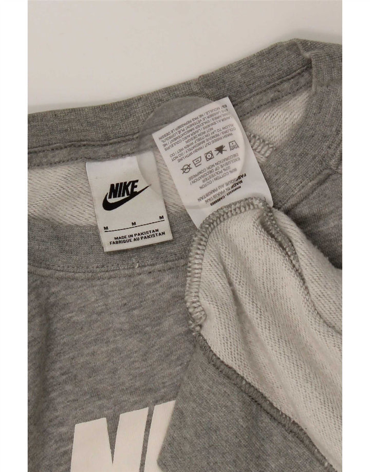 Nike Damen Graphic Sweatshirt Pullover UK 14 Mittelgraue Baumwolle