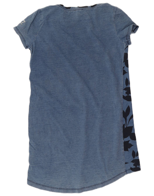Emporio Armani Damen Graphic Loose Fit T-Shirt-Kleid UK 4 XS Blau geblümt