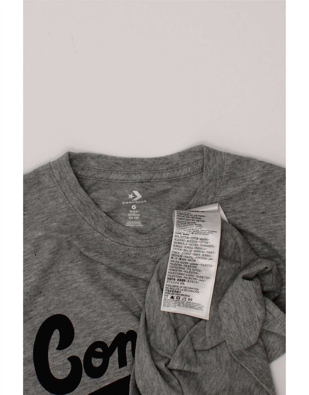 Converse Grafik-T-Shirt für Jungen, 5–6 Jahre, mittelgraue Baumwolle