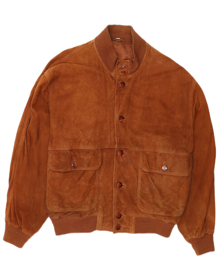 Vintage Herren Wildleder Bomberjacke EU 50 Großes braunes Leder