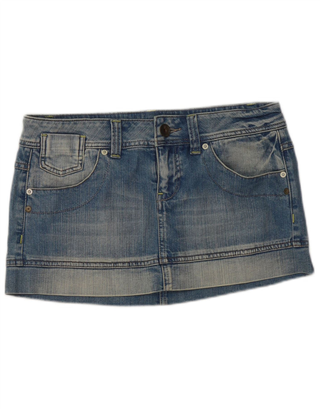 Benetton Damen Mini-Jeansrock IT 42 Medium W32 Blaue Baumwolle