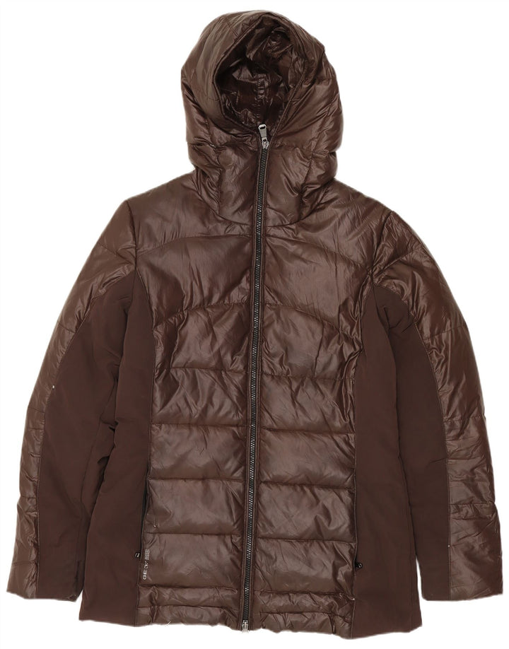 Geox Wattierte Damenjacke mit Kapuze, UK 8, Small, Braun, Colourblock-Polyester
