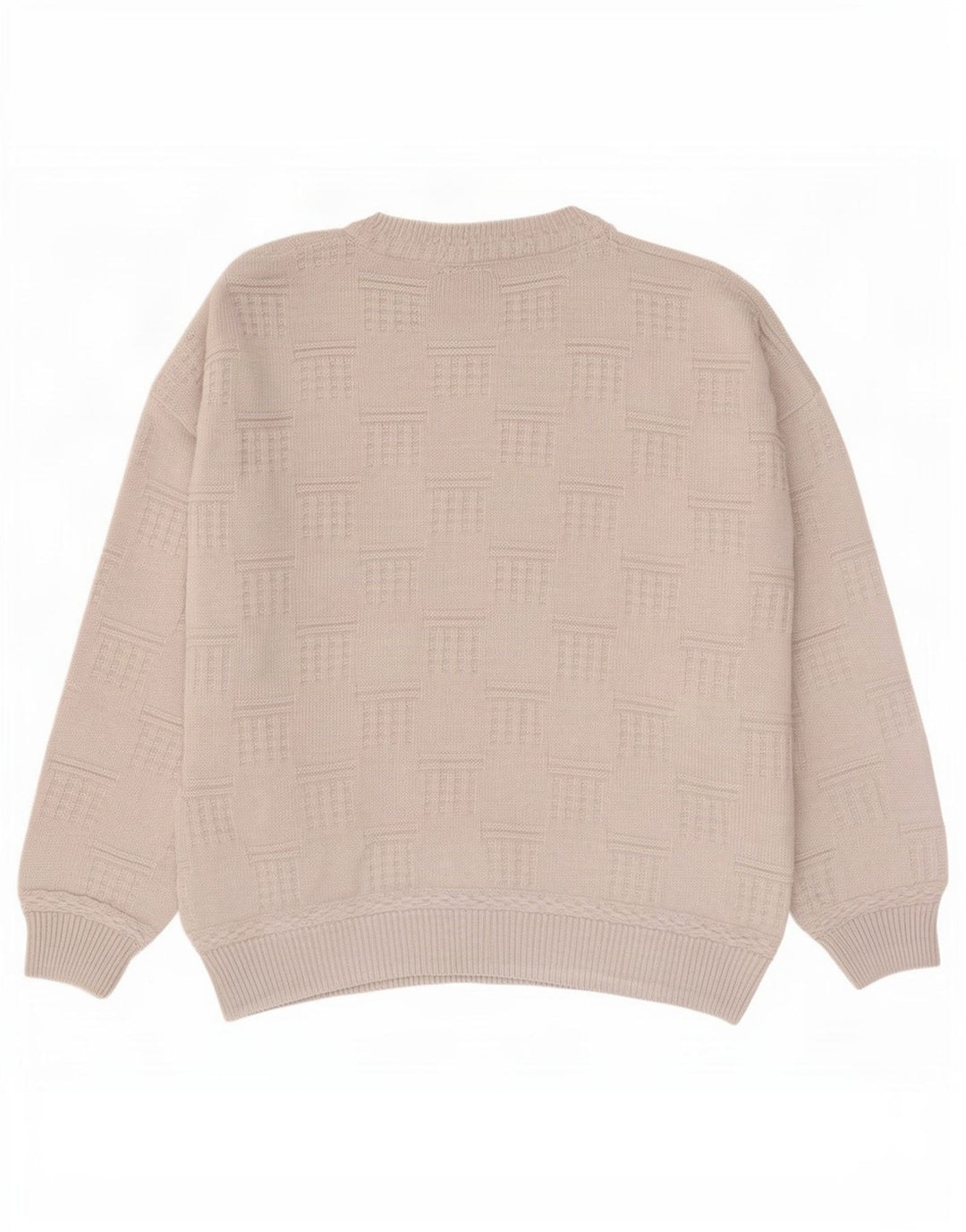 Paco Calvari Herren-Pullover mit Rundhalsausschnitt, Größe 50/52, mittelweiß, geometrisch
