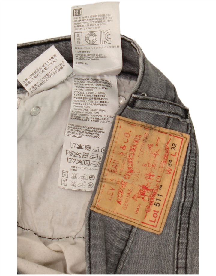 Levi's Herren 511 Slim Jeans W34 L28 Graue Baumwolle