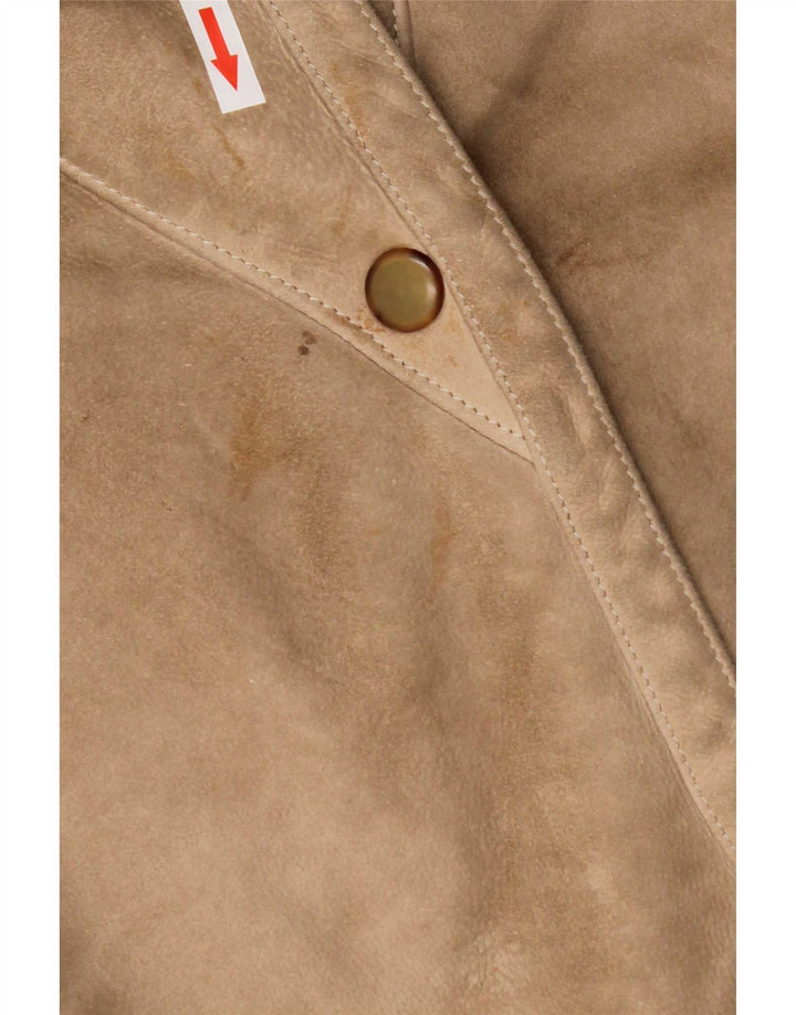 Vintage Damen Shearling-Mantel mit 3/4-Ärmeln, UK 14, Mittelbeige