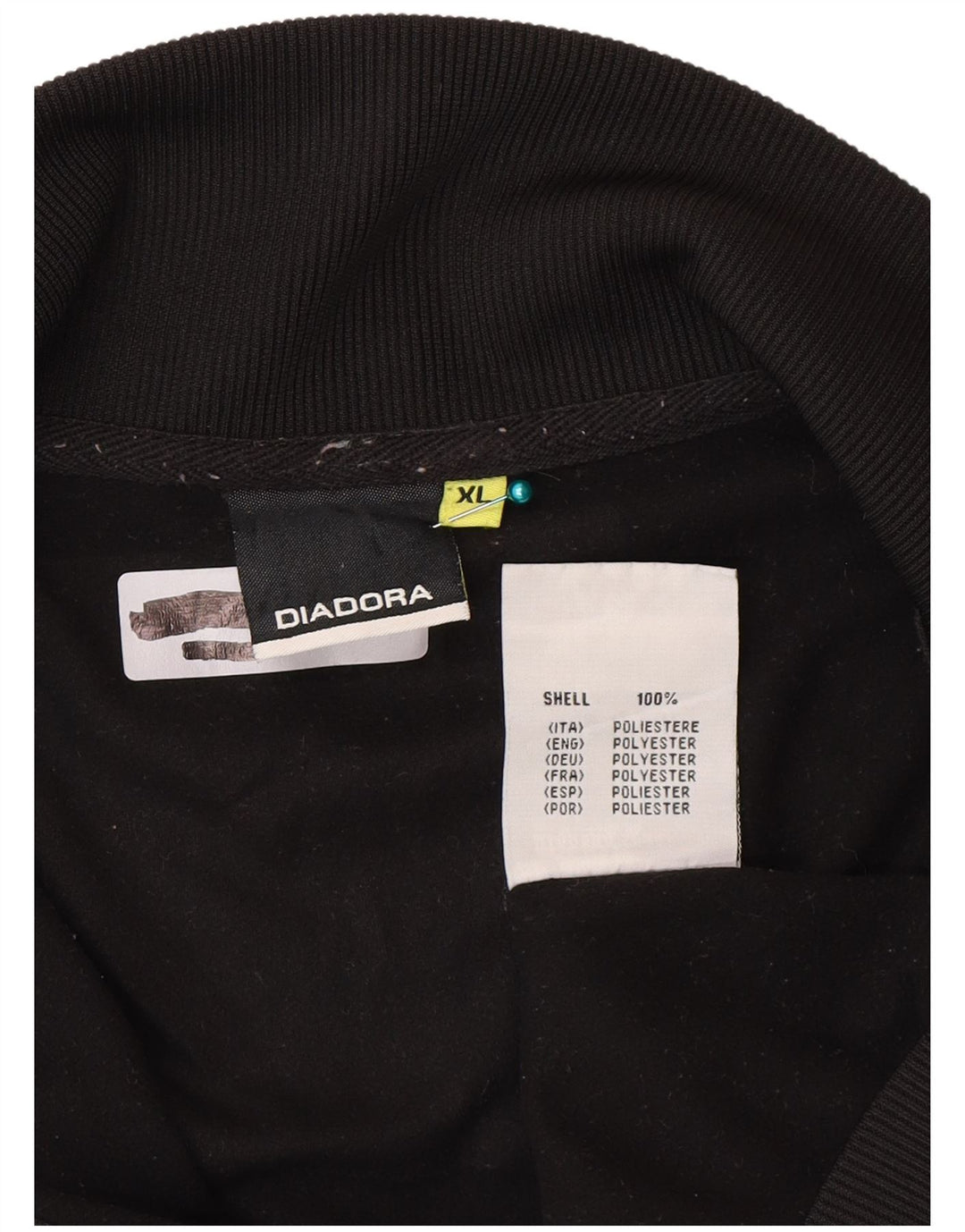 Diadora Herren-Trainingsanzug-Oberteil, Jacke, XL, Schwarz, Polyester