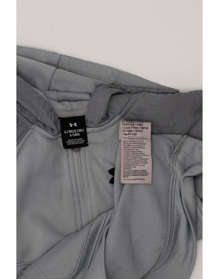 Under Armour Jungen-Kapuzenpullover, 6–7 Jahre, graues Colourblock-Polyester