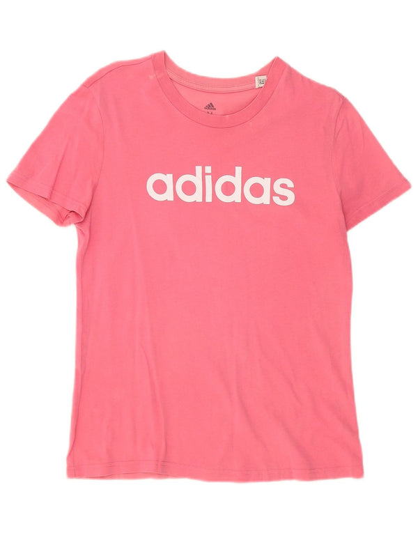 ADIDAS Damen Grafik T-Shirt Top UK 12 Mittelrosa Baumwolle