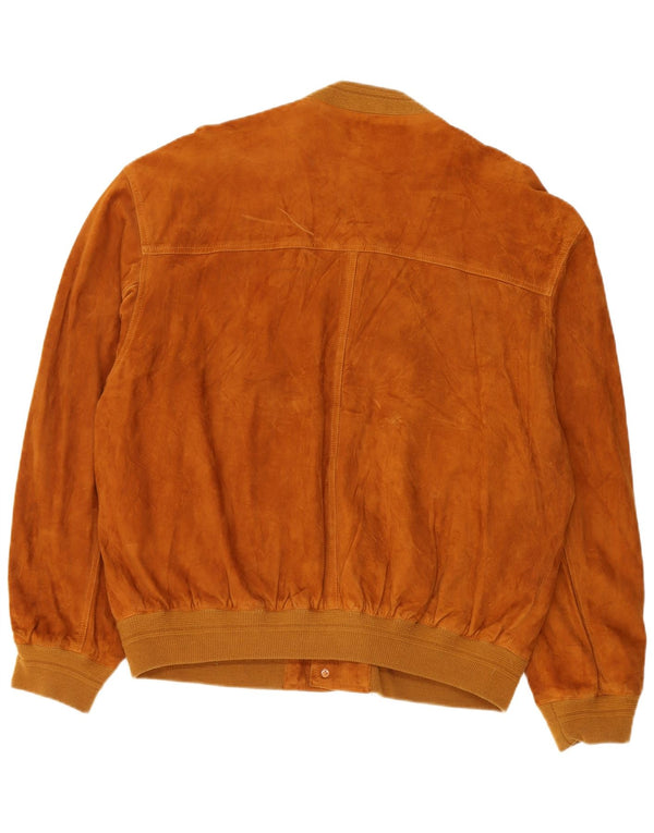 Vintage Herren Wildleder Bomberjacke IT 52 Großes braunes Leder