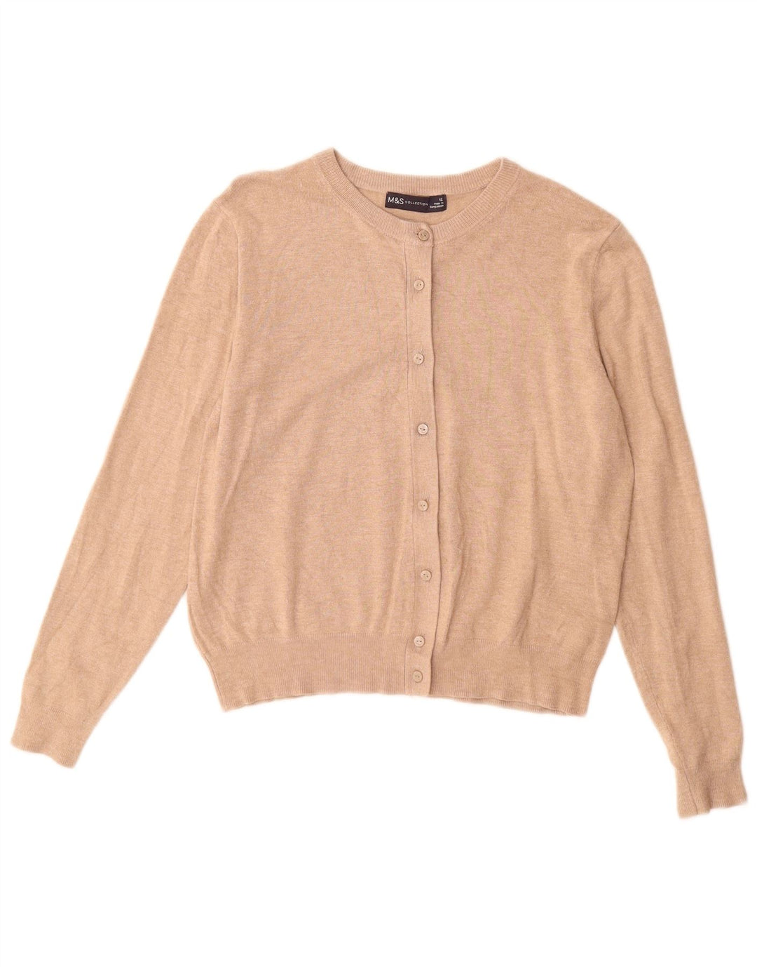 MARKS & SPENCER Damen-Cardigan-Pullover UK 12 Mittelbeige Viskose