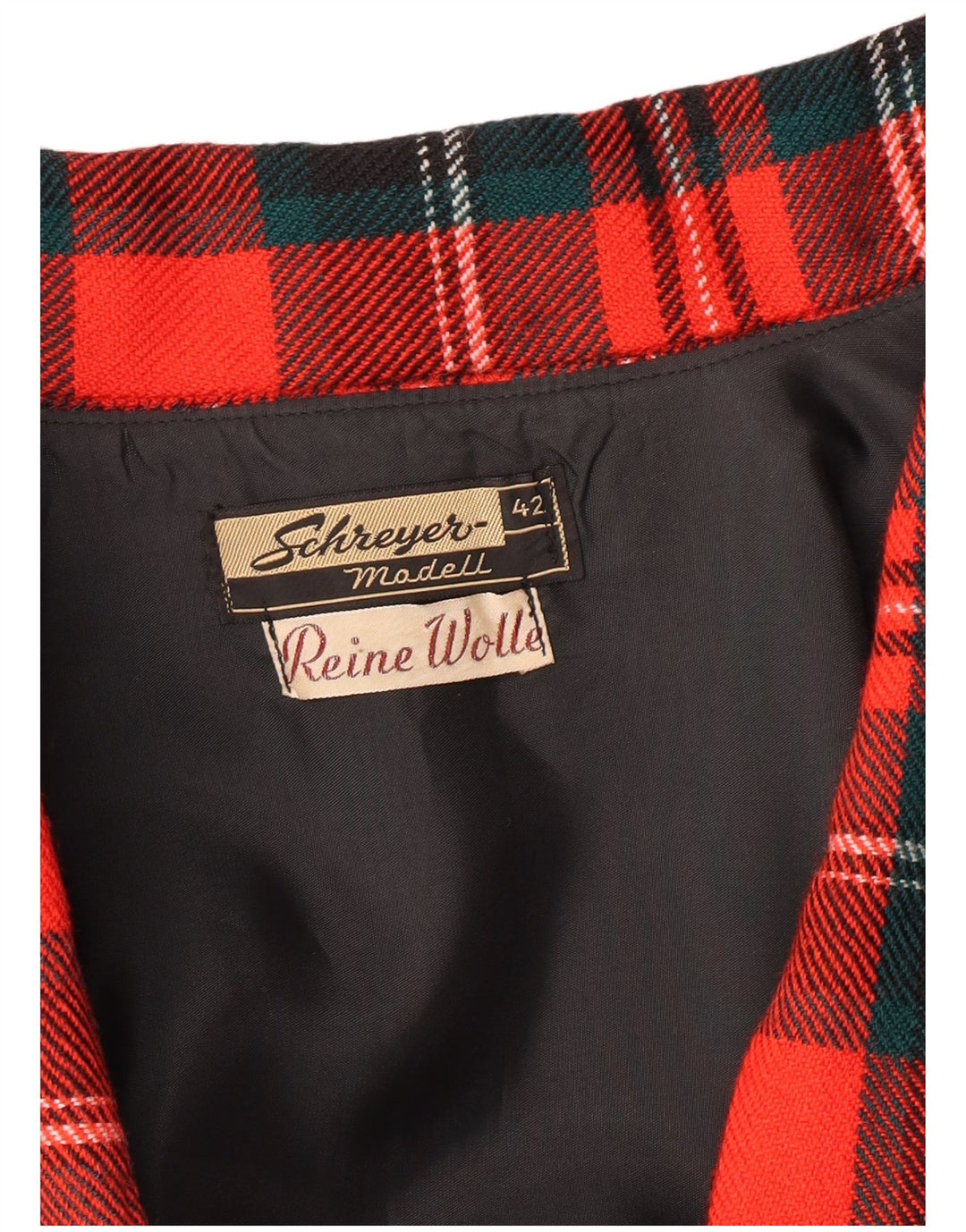 VINTAGE Damen 2-teiliges Rockset EU 42 Groß W28 L23 Rot karierte Wolle