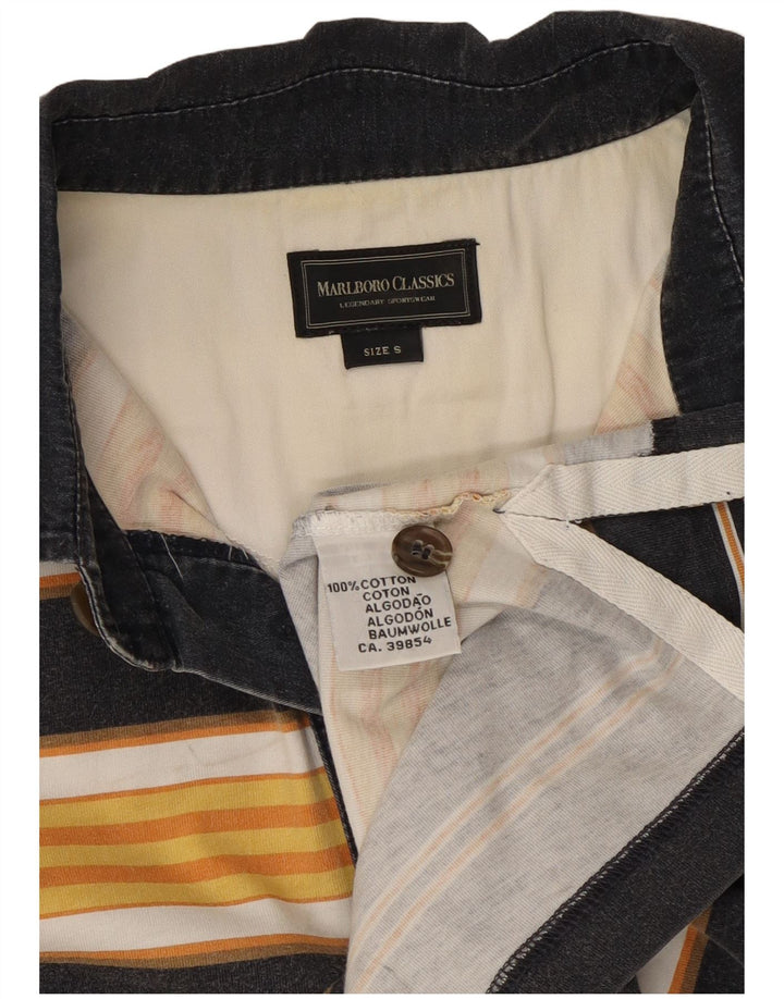 Marlboro Classics Herren-Poloshirt, klein, gelb gestreift, Baumwolle