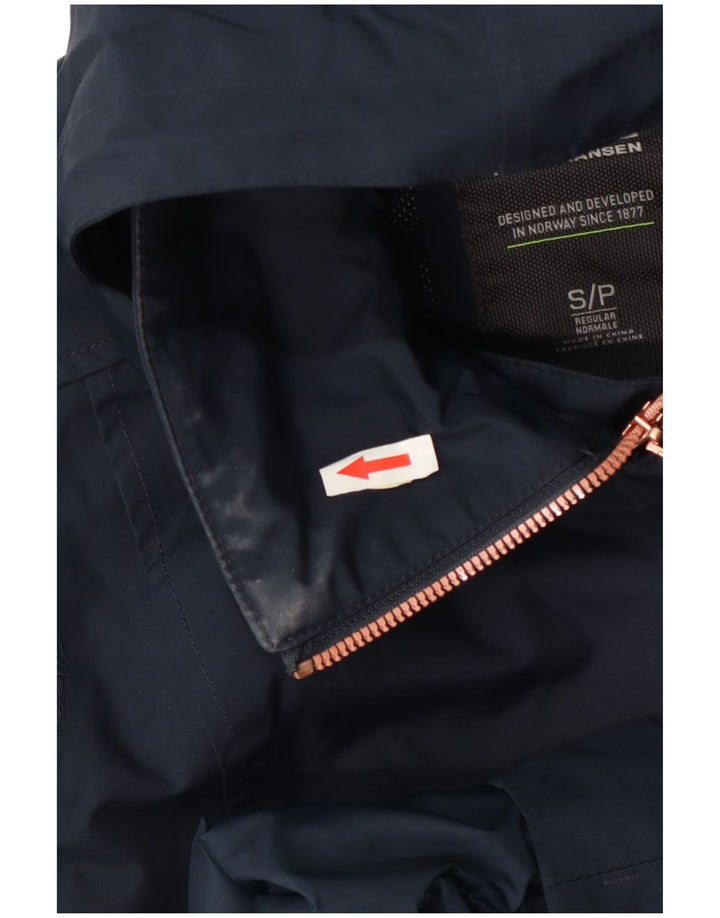 Helly Hansen Zweireihiger Damen-Regenmantel mit Kapuze, Gr. 10, Marineblau