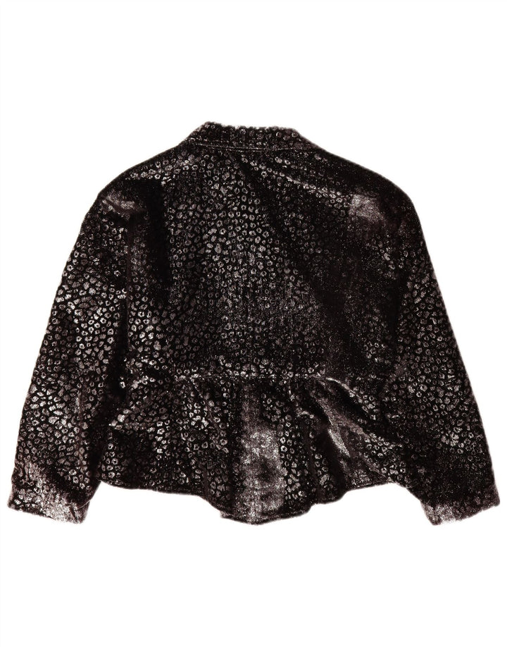 Vintage Damen Blazer Jacke UK 14 Medium Schwarz Animal Print