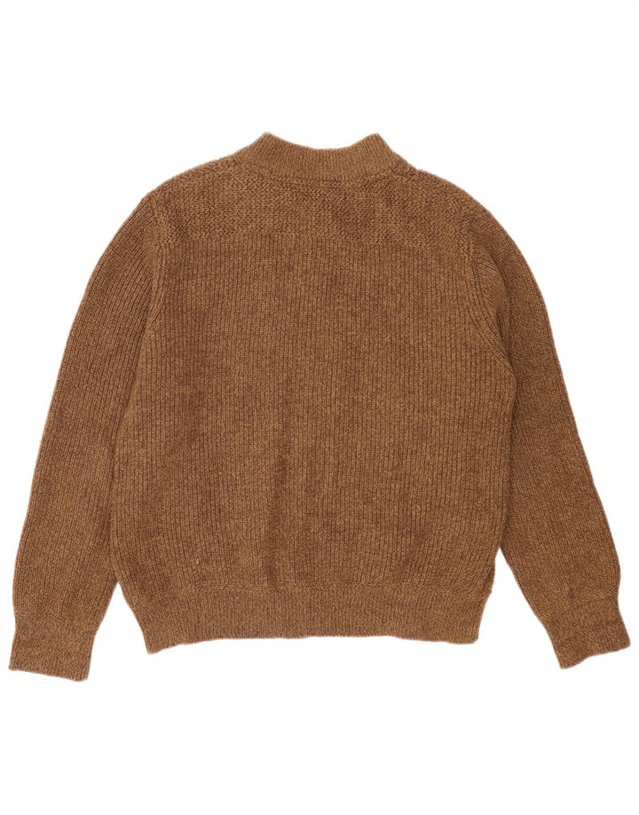 Eddie Bauer Herren-Pullover mit Knopfkragen, mittelbraun gefleckt